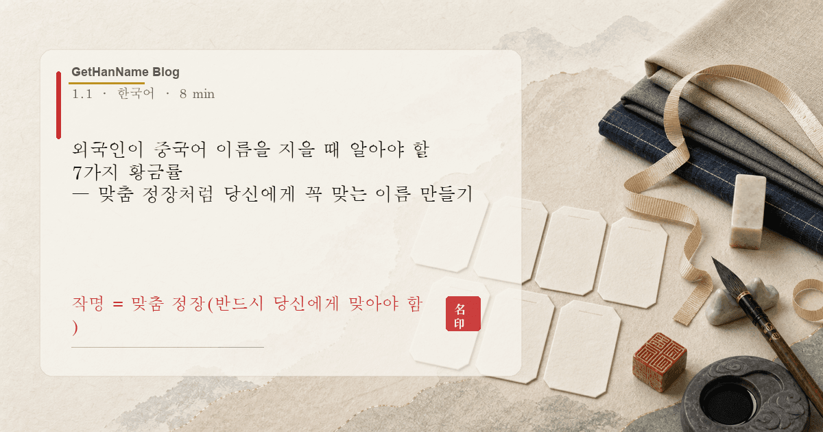 외국인이 중국어 이름을 지을 때 알아야 할 7가지 황금률 — 맞춤 정장처럼 당신에게 꼭 맞는 이름 만들기